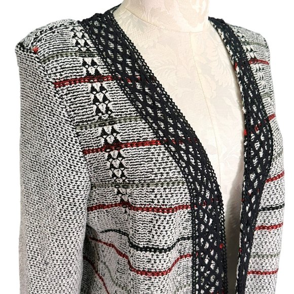 Christopher & Banks Fringed Plaid Cardigan Blazer Women's Large - Picture 3 of 13